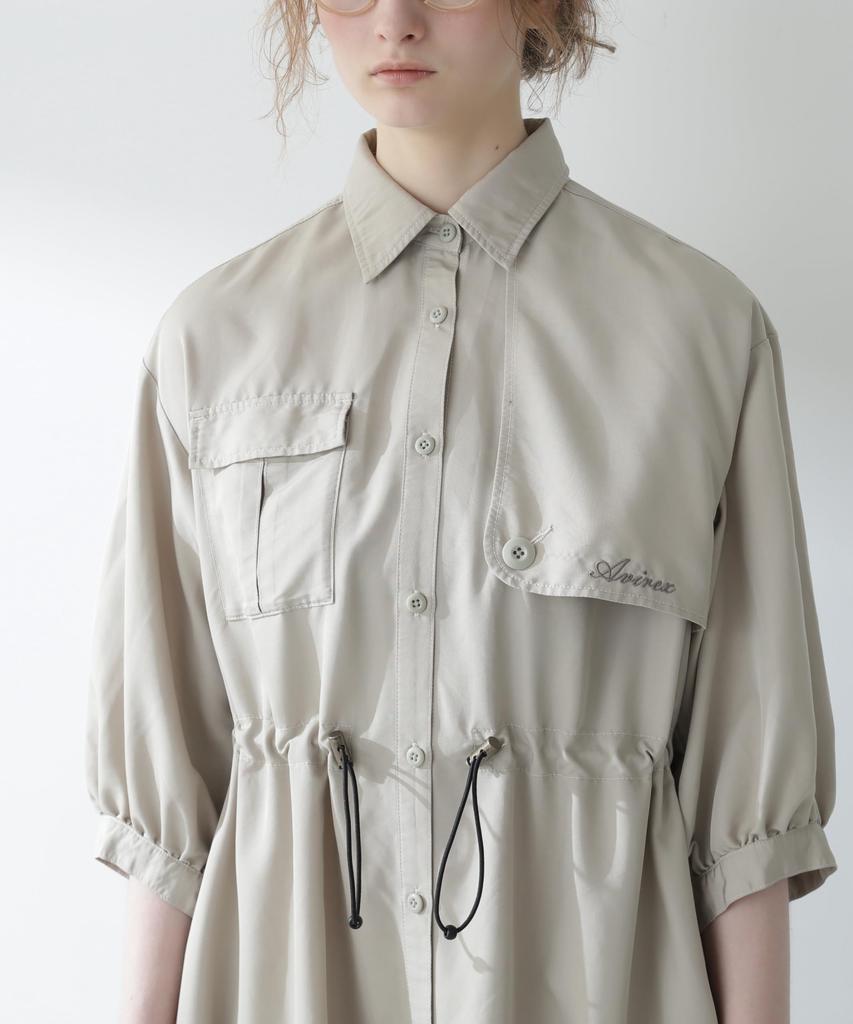 AVIREX STORM FLAP LONG SHIRT DRESS WOMEN'S F 040 beige 783-4220603
