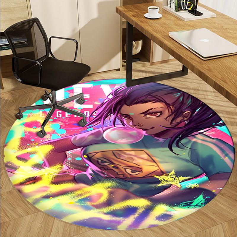 Apex Legends Pattern Round Rug, Indoor/Outdoor Mat, for Picnic, Gameroom, Bedroom, Office, Living Room, Home Decor Carpet, Birthday Gift