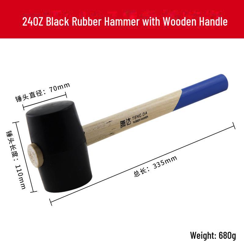Тенгда Резиновая киянка с рукояткой из массива дерева для укладки плитки и пола