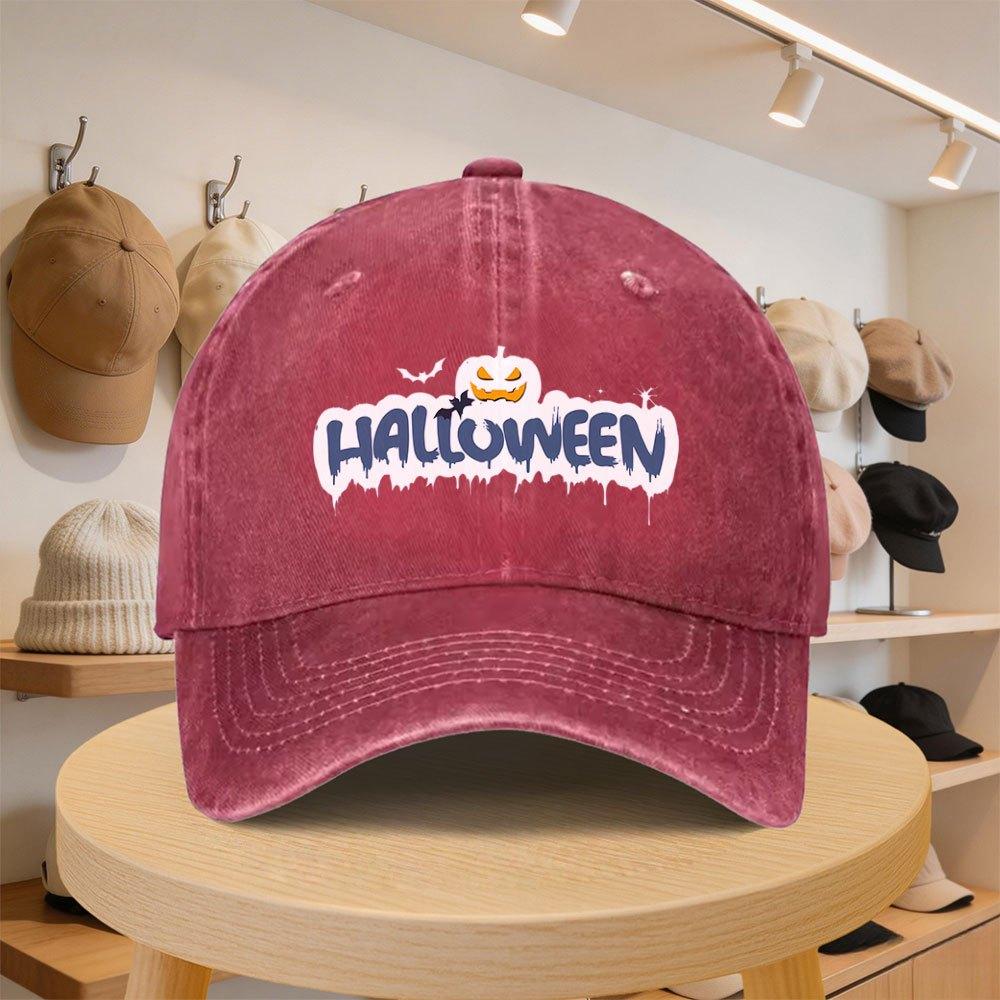 MenS Baseball Cap Halloween Pumpkin Bat Pattern Fashion Casual Hat Adjustable Spring And Autumn Travel Tourism Seaside Vacati