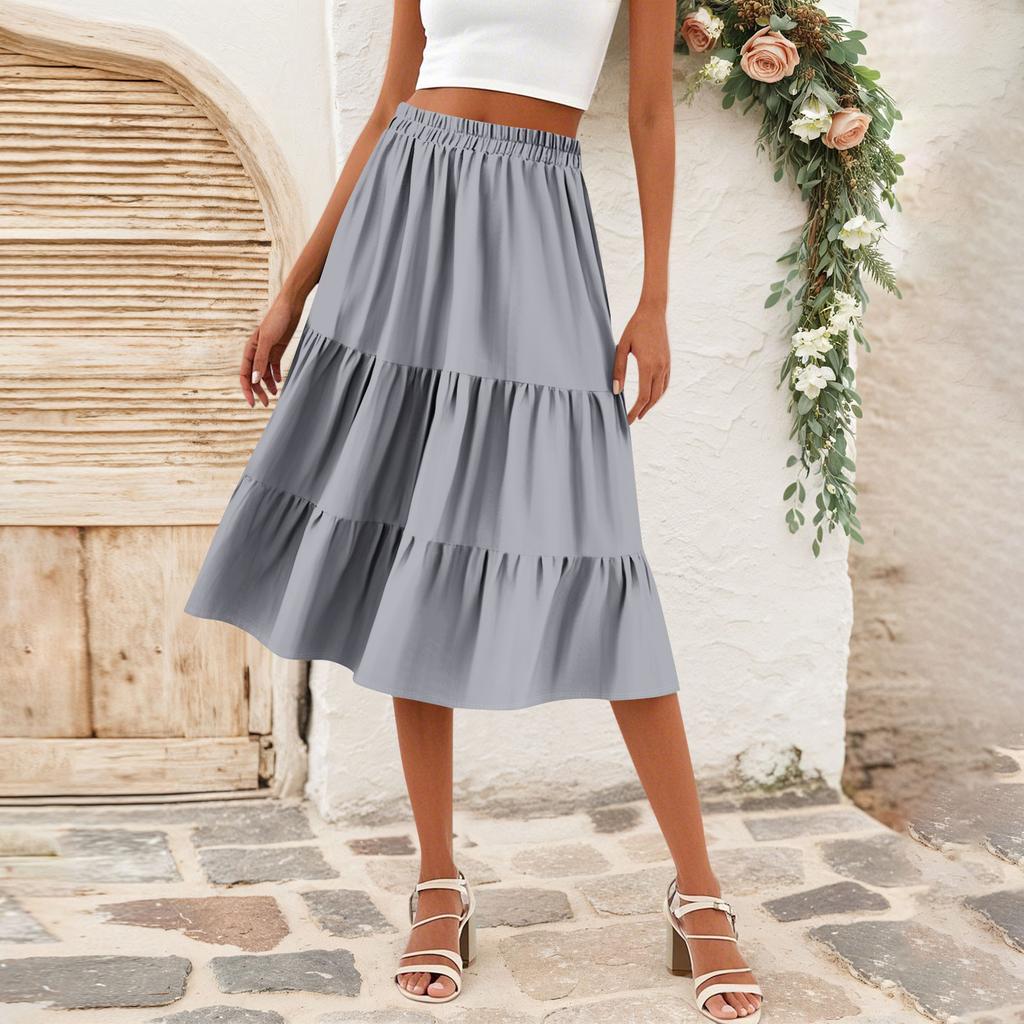 Женская повседневная юбка А-силуэта с завязками на талии, однотонная юбка с карманами