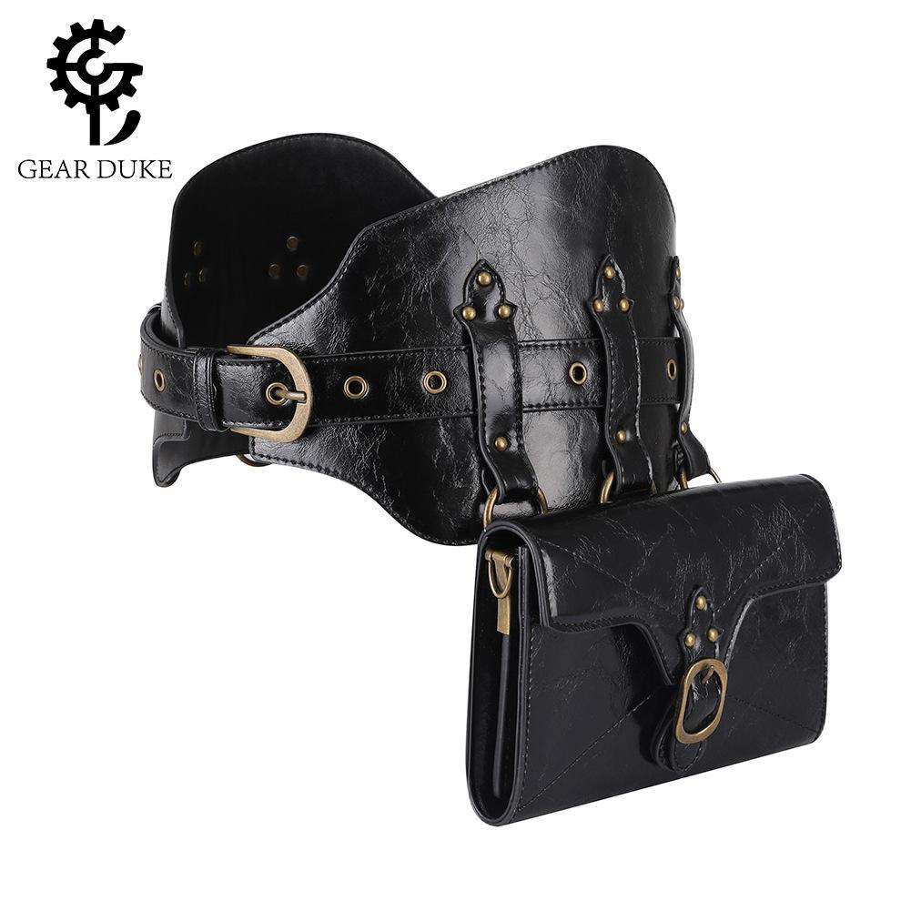 Сумка Женская, Steampunk ПУ Кожаная Женская Сумка, Ретро Поясная Сумка для Телефона на Открытом Воздухе.