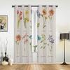 Vintage Flowers Herbaceous Plant Linen Texture Window Curtain for Living Room Bedroom Drapes Home Decor Kitchen Blinds Curtains