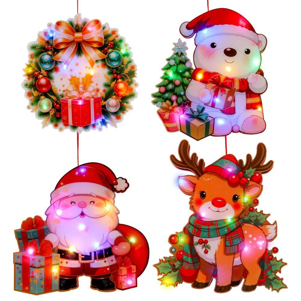 Colorful Lights Christmas Luminous Pendant Cartoon Christmas Decorations Pendant  Kids Gift