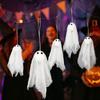 10pcs White Halloween Ghost Gauze Pendant DIY Novelty Spooky Ghost Decor Decorative Flying Ghost Pendant Porch Decor