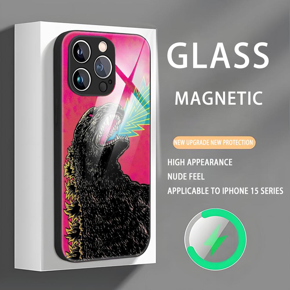 Чехол для телефона с изображением монстров из аниме G-GodzillaS для iPhone 16 15 14 13 12 11 X XR XS 8 Plus Mini Pro Max, стеклянный магнитный чехол для телефона