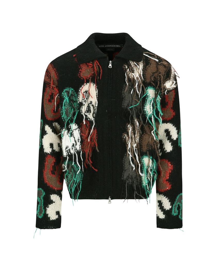 Adsb Andersson Bell Rainbow Intarsia Zip-Up Cardigan Atb1154M(Black)