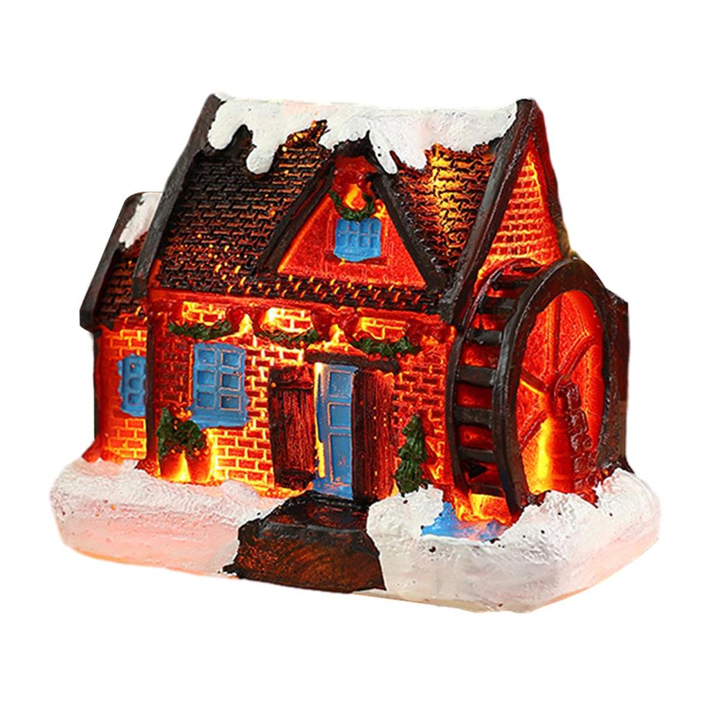 Christmas house, Christmas home decoration, mini log cabin with warm glowing