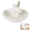 [Q4764] - Ceramic Jewelry Holder 'Unicorn' Silver Ivory - 10x8 Cm
