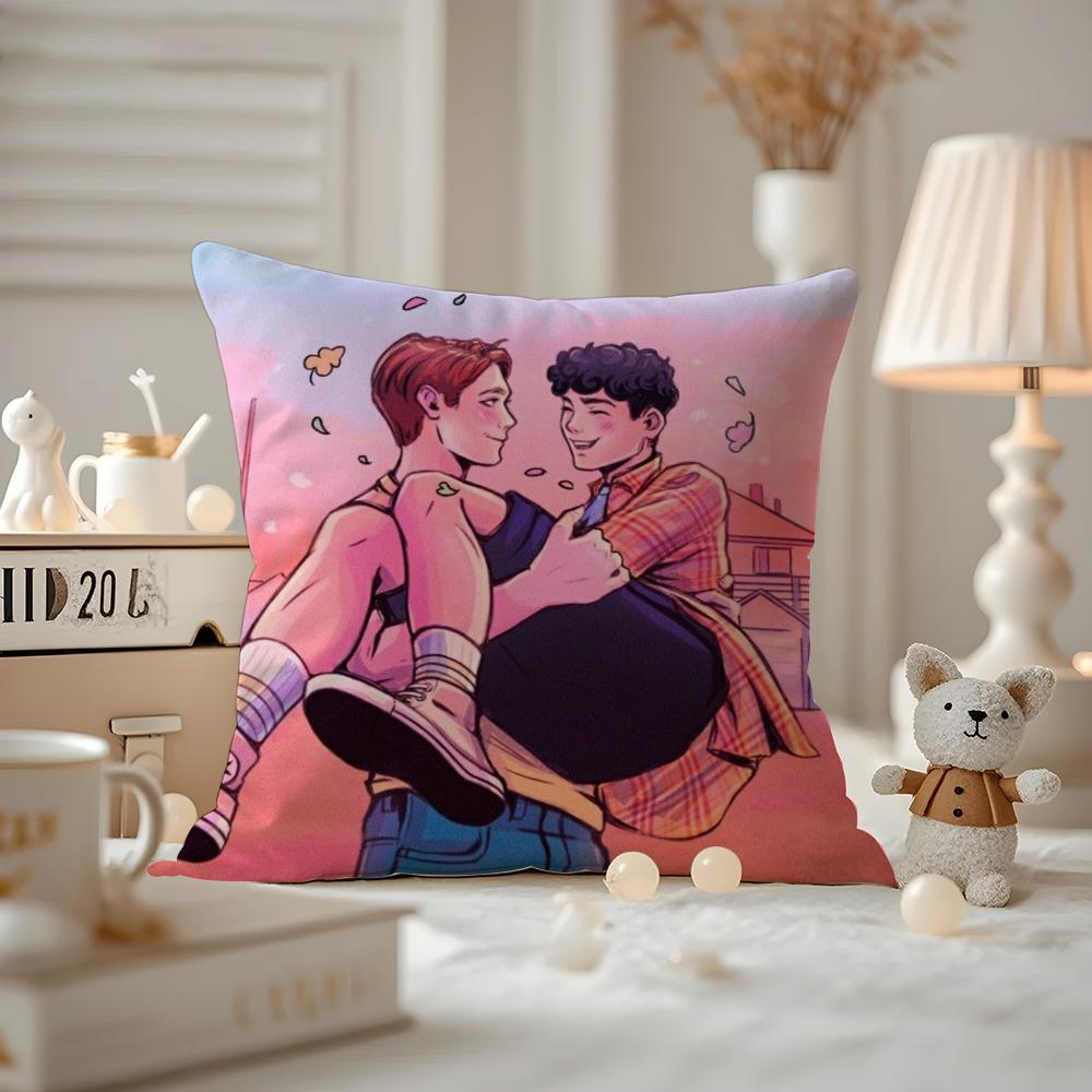 Anime Heartstopper Cushion Cover Antidustmite Pillowcase Invisible zipper silky short plush Sofa cushion cover