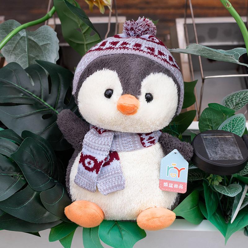 Japanese Little Penguin Doll Cute Christmas Scarf Hat Soothing Doll Plush Toy Girls Children'S Gift