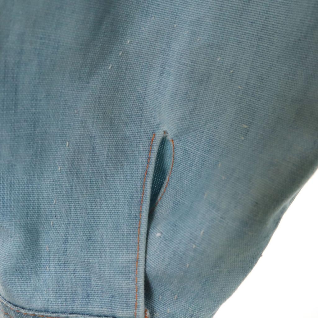 70s 80s Vintage Chambray Shirt Jacket Ice Blue Men's Used