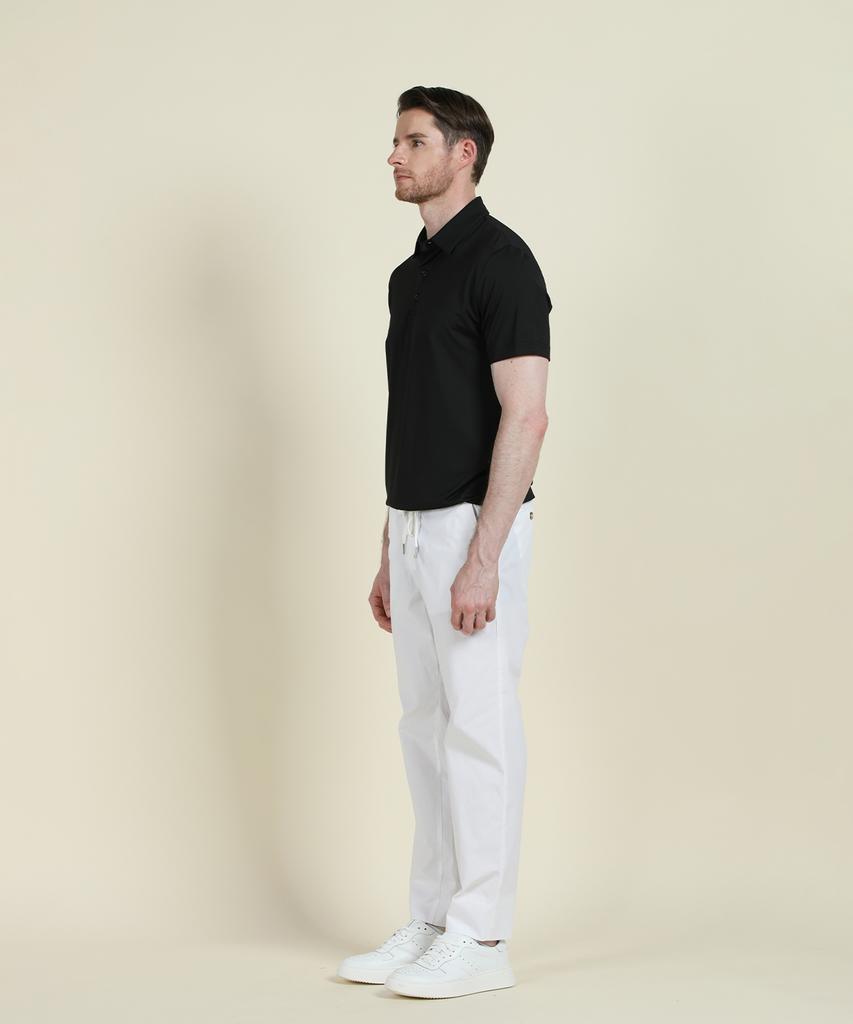 PANICALE White Poplin Elastic Waist Slim Fit Chino Pants