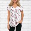 Женские топы с v-образным вырезом и коротким рукавом, подсолнечник, розовые розы, свободная футболка, повседневная блузка