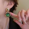 Висячие серьги-подвески с геометрическим принтом в европейском стиле, зеленые висячие серьги в стиле барокко для женщин и девочек, модные ювелирные изделия, подарки
