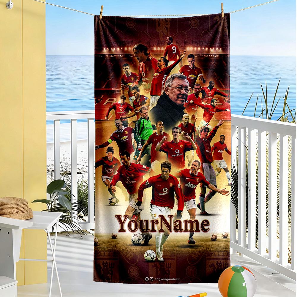 Manchester Customize Text Beach Towel Super Soft Microfiber Quickdry Fabric Suitable for Sports Travel Swimming Yoga Bathroom Beach And Pool