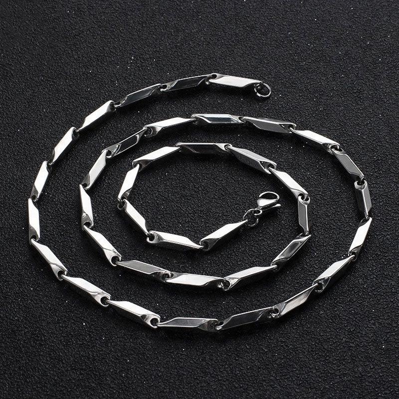 Корейское ожерелье из нержавеющей стали в форме дынного семечка: Мужские фаски Diamond Titanium Steel, 3D-дизайн, разные размеры