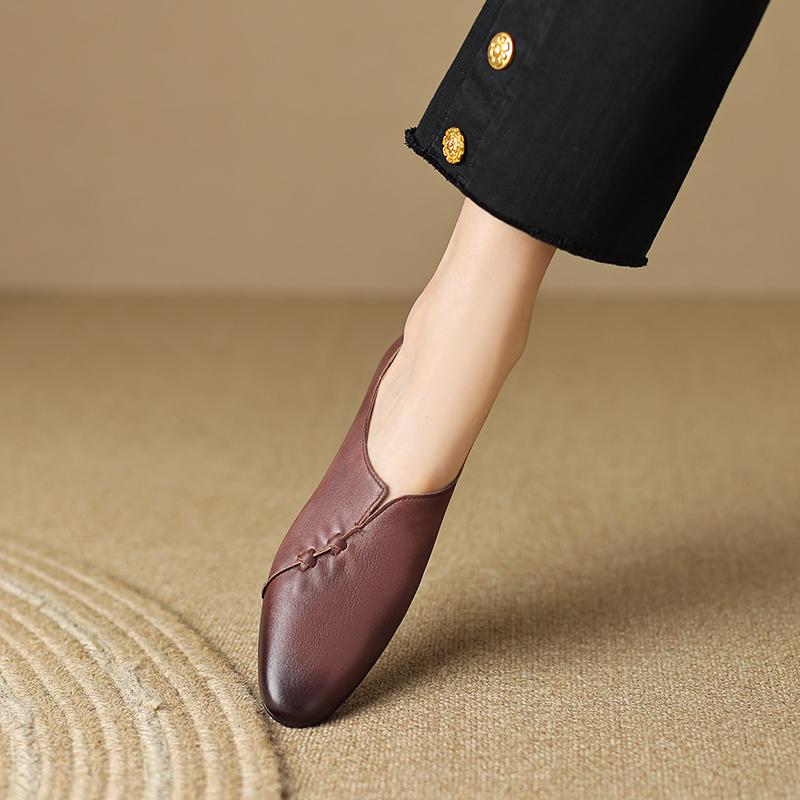 Женские туфли-лодочки на низком каблуке из натуральной кожи, весна-лето 2024, новые туфли с круглым носком для взрослых, женские базовые туфли на каблуке для офиса