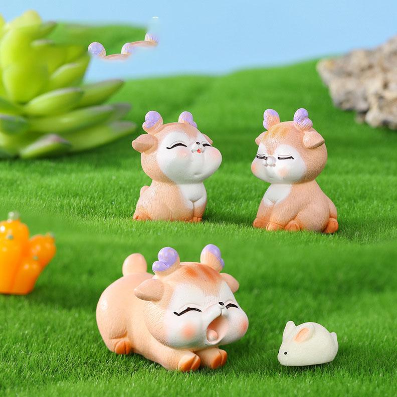 4 шт. Мультяшные олени Микроландшафтные украшения – Милые изделия из смолы, Креативный миниатюрный декор для DIY искусства