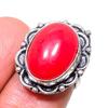 Red Coral Handmade 925 Sterling Silver Jewelry Ring Size 5 F0g51