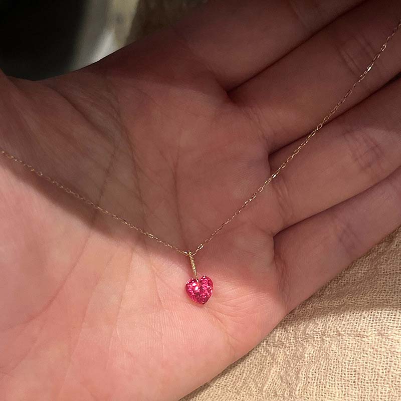 Винтажное ожерелье с подвеской в виде сердца из красного циркона для женщин и девушек, новая мода 2025, золотистого цвета, с тонкой цепочкой, свадебные цирконовые подарки