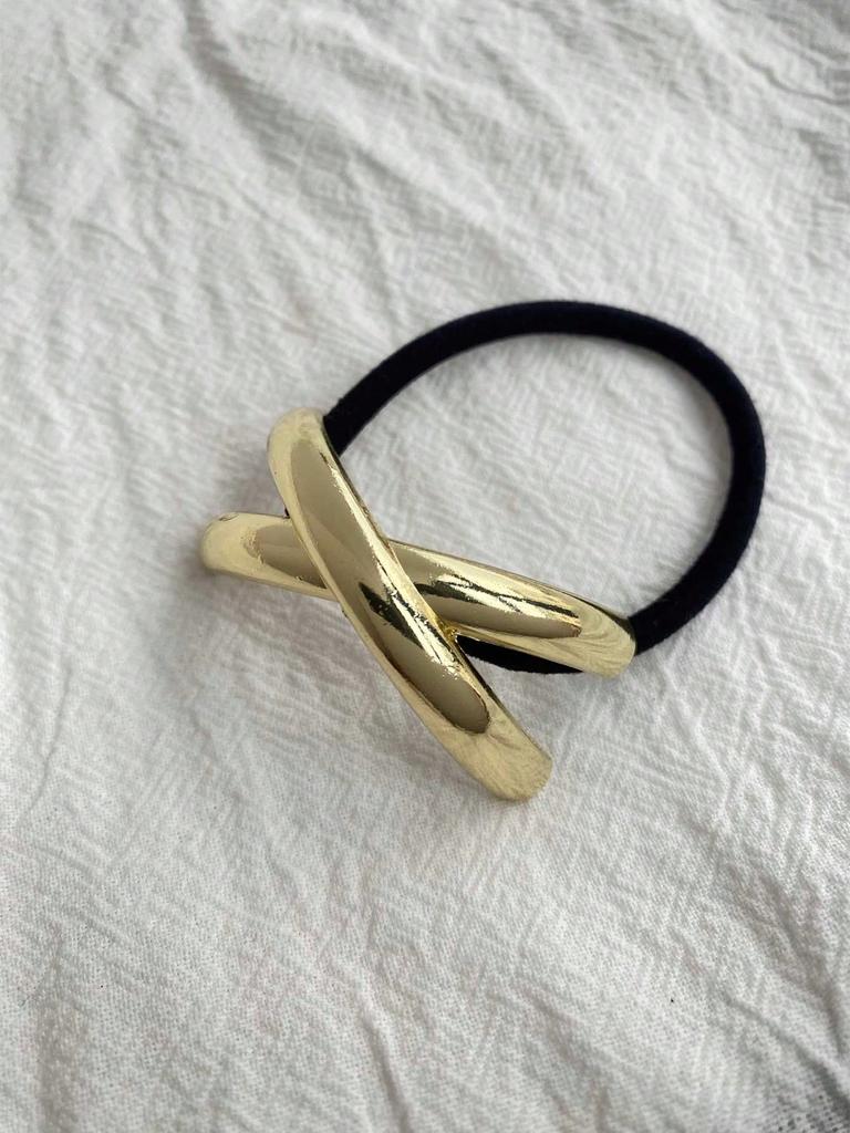 Elegant Golden Metal Simple Hair Tie Women's Luxury Style Ponytail Holder Simple Chic Hair Tie Hair Ring Ponytail Elastic Band Hair Accessories