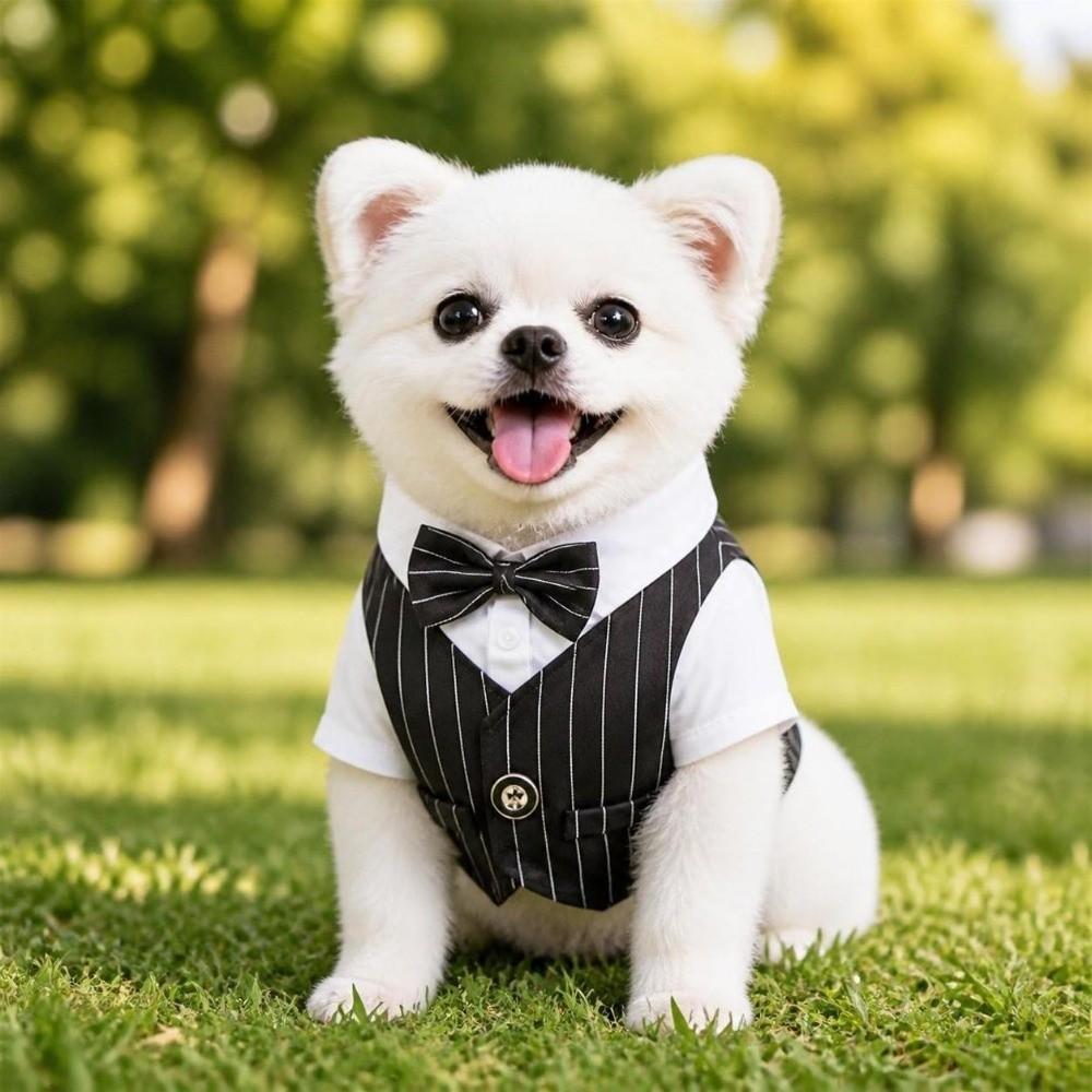 Button Closure Dog Wedding Suit Lightweight Small Dog Clothes Stylish Pet Tuxedo Outfit Party