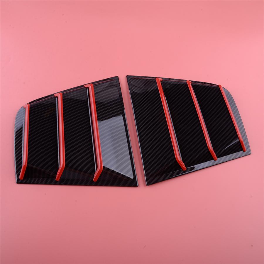2x Carbon Look w/Red Trim Rear Side Window Louver Cover For 11-21 Dodge Charger