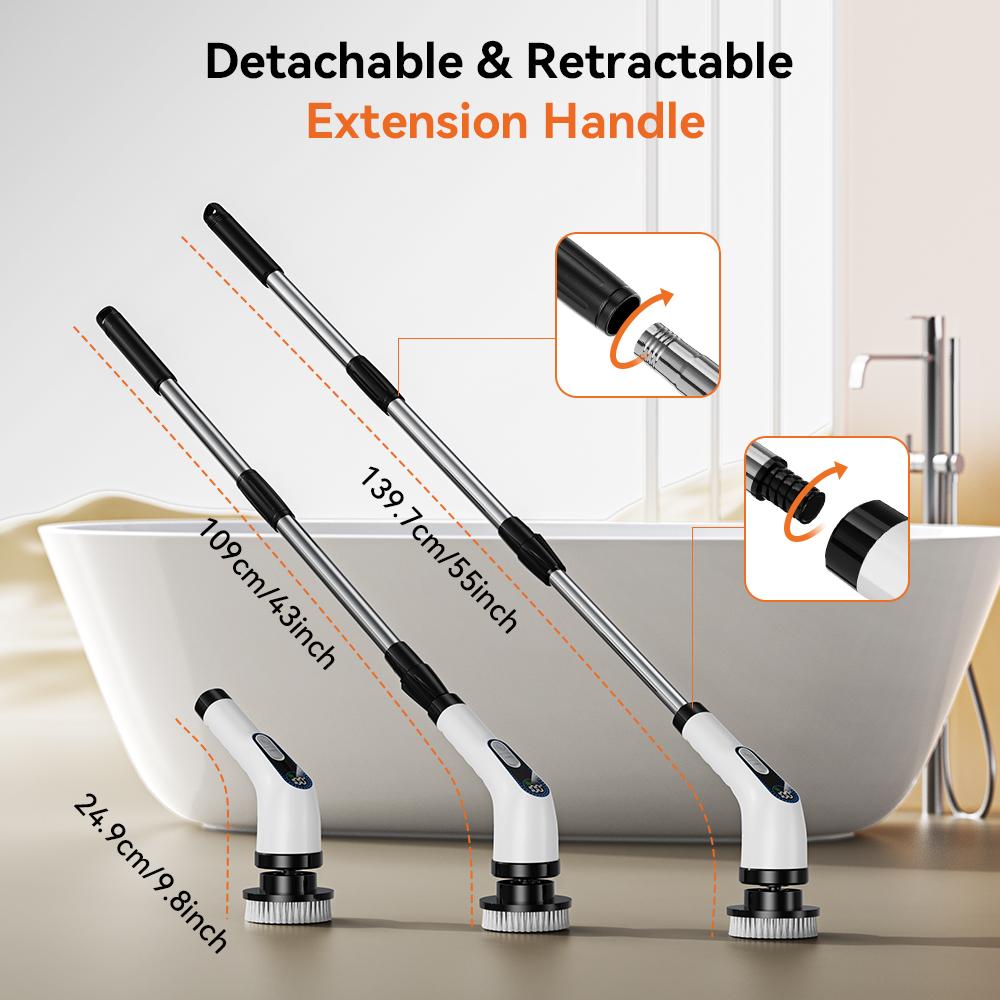 Электрическая щетка для чистки Щетка для душа с 7 сменными насадками-сверлами Беспроводная щетка для чистки с регулируемой ручкой
