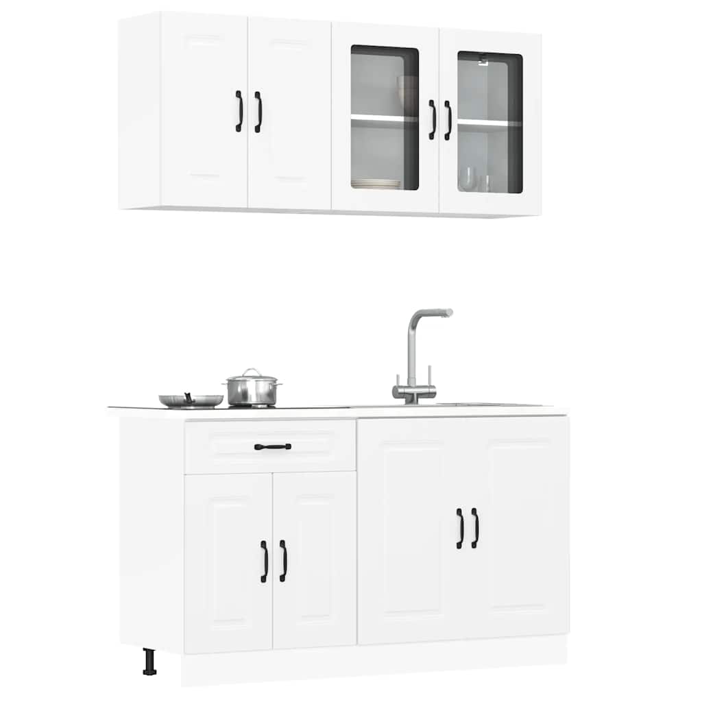 4 Piece Kitchen Cabinet Set Kalmar White Wood Based Panel