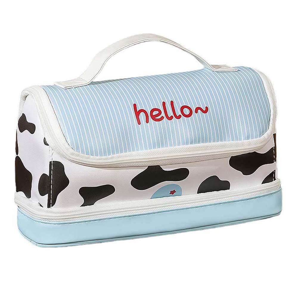 Hand-held Cartoon House Pen Bag PU Leather Waterproof Food Fruit Burger Cow PU Stationery Bag Large Capacity Big House Shape