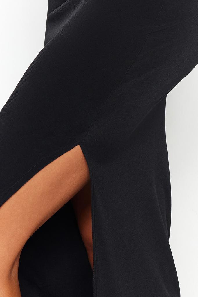 Women's Fashion New Dress Black Fitted Maxi Knitted Backless Beach Dress