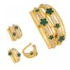 Elegant Clover Ring Bracelet Earring Set Zinc Alloy Zircon Jewelry Women Daily Wear Lightweight Fashion Accessory