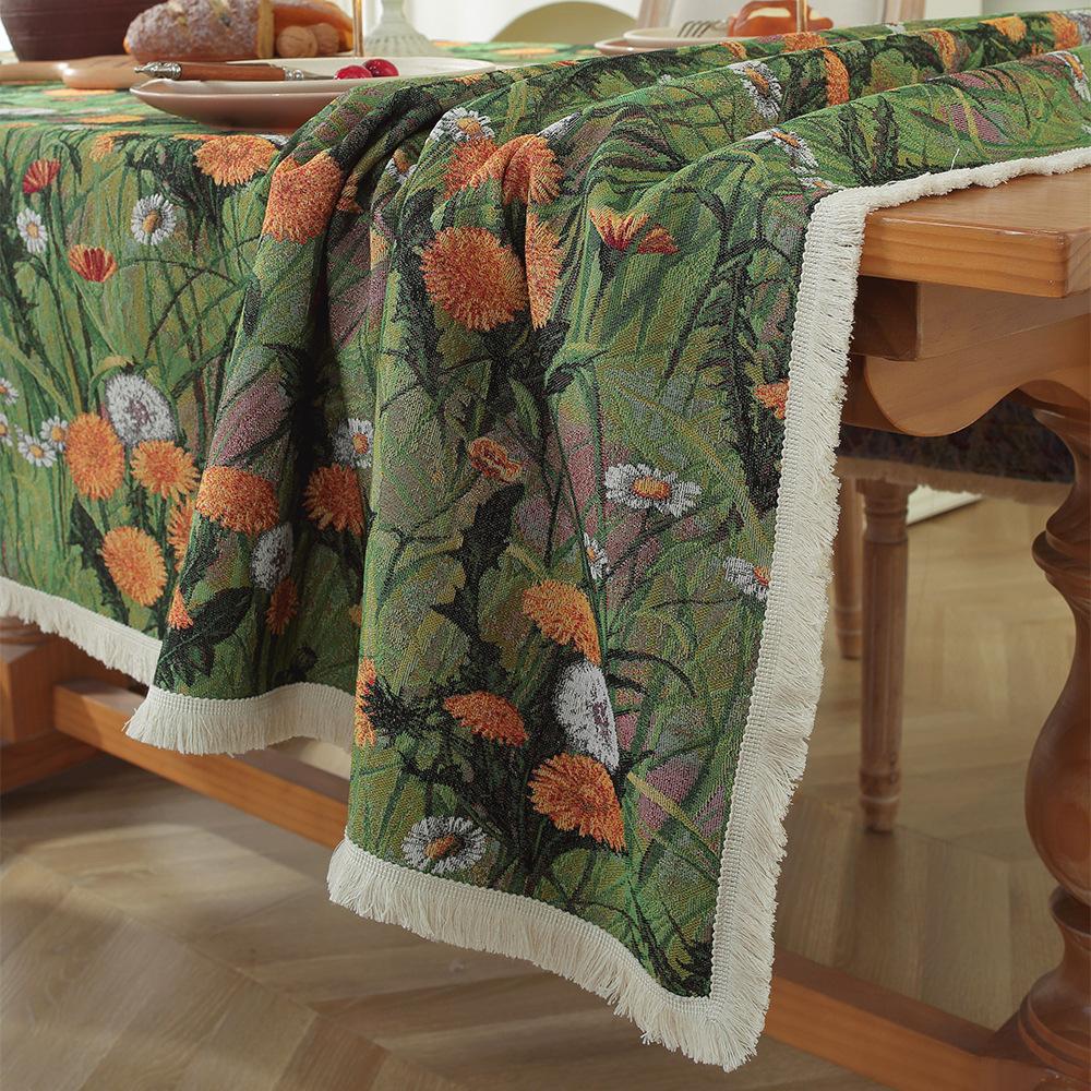 Скатерть в стиле винтажной масляной живописи, чехол для тумбы под телевизор, полотенце, жаккардовая хлопковая льняная ткань, бытовые прямоугольные скатерти
