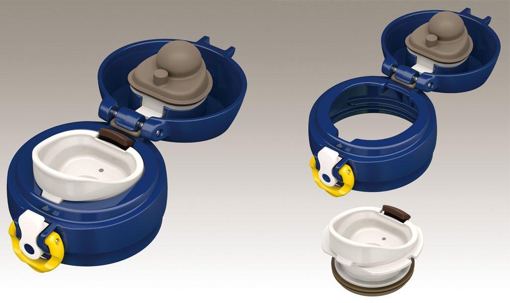 Thermos Water Vacuum Insulated Portable Open Navy Bottle, Mug, One-Touch Type, 0.4L, Yellow, JNL-402 NV-Y