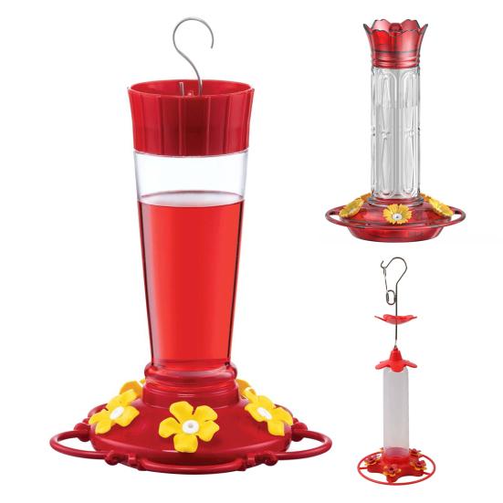 Кормушка для колибри для улицы, герметичная пластиковая кормушка для птиц с 5 отверстиями для кормления цветов и рвом для муравьев для внешнего декора сада