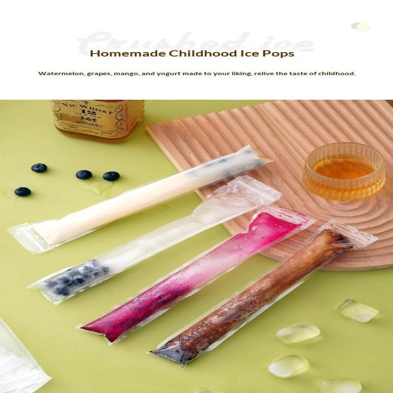 100/50Pcs Disposable Transparent Popsicle Bags Ice Cream Juice Yogurt Chocolate Ice Bags Diy Kitchen Accessories Cool Summer