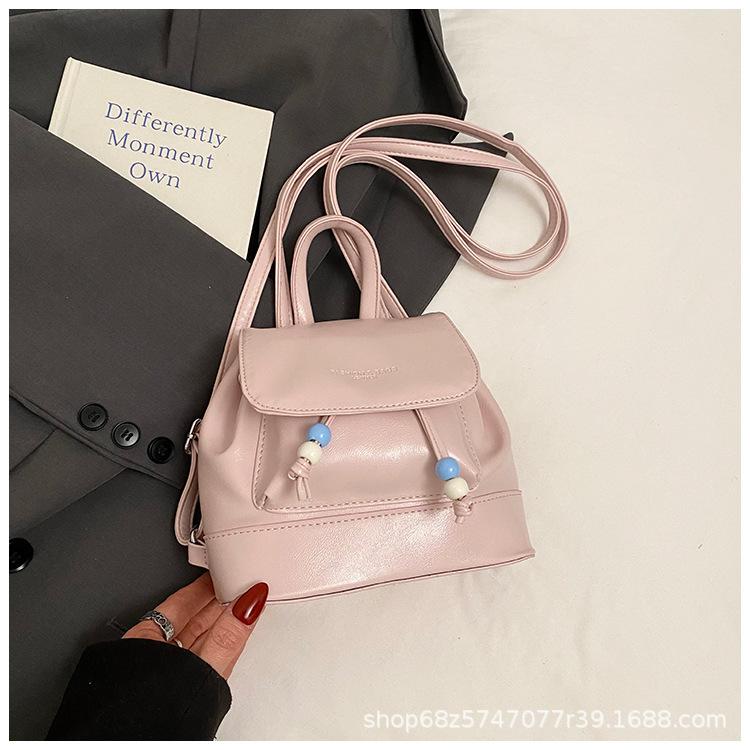 Trendy Korean Simple Backpack 2025 New Drawstring Pleated Women's Bag Going Out Travel Small Backpack