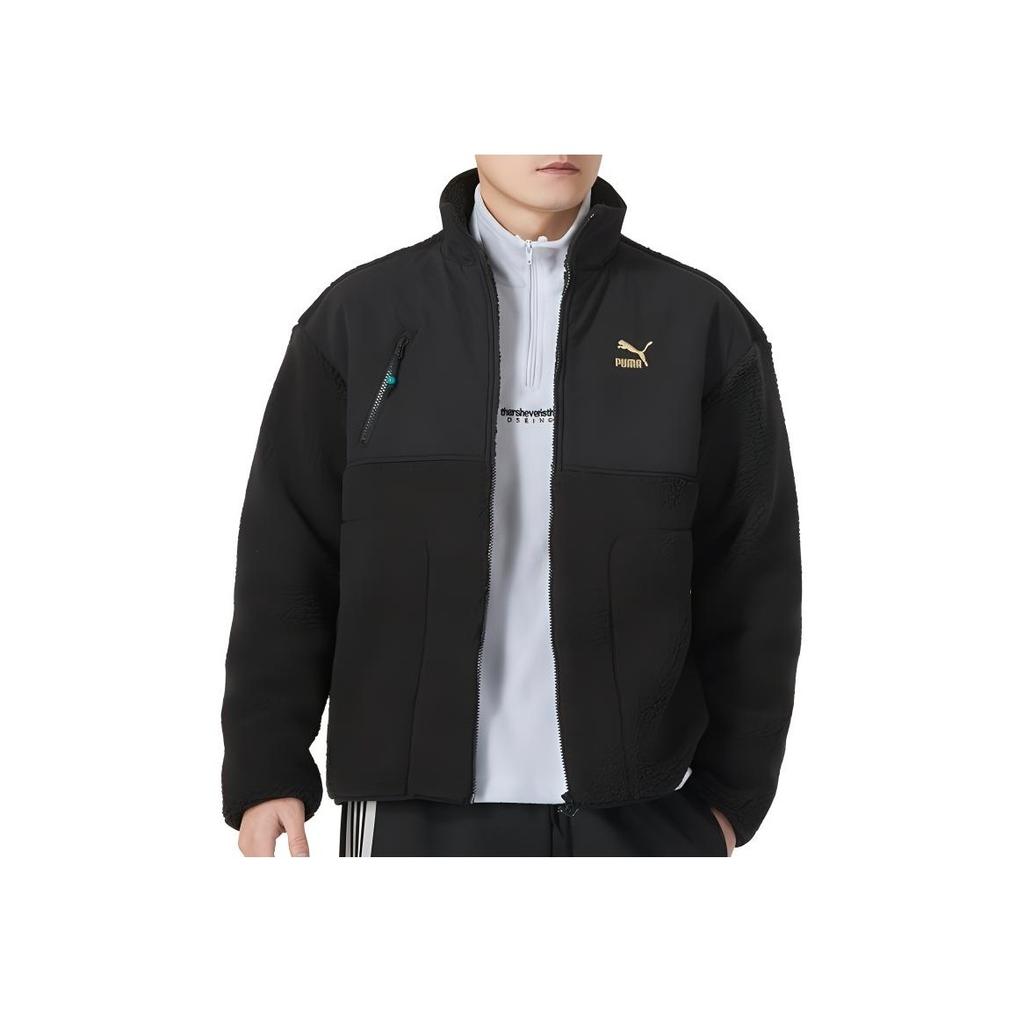 Puma Cny Год Дракона Серия Ткань Цвет Блок Стоячий Воротник Молния Повседневная Длинный Рукав Куртка Мужская Куртка Черный 625832-01