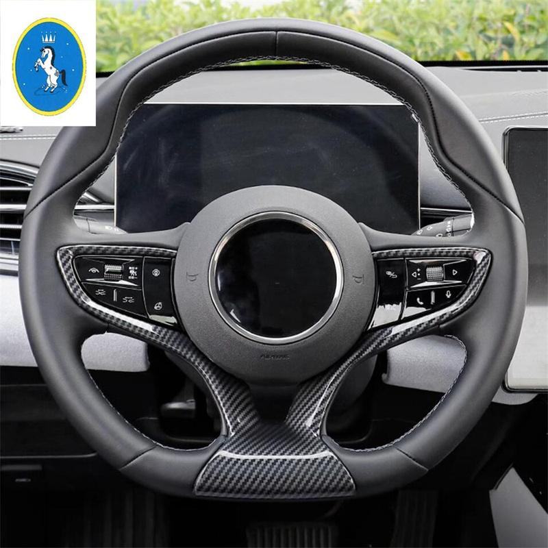 For BYD Seal EV 2024 Car Steering wheel ABS Decoration Auto Parts Carbon Fiber Look / Peach Wood Interior Accessories