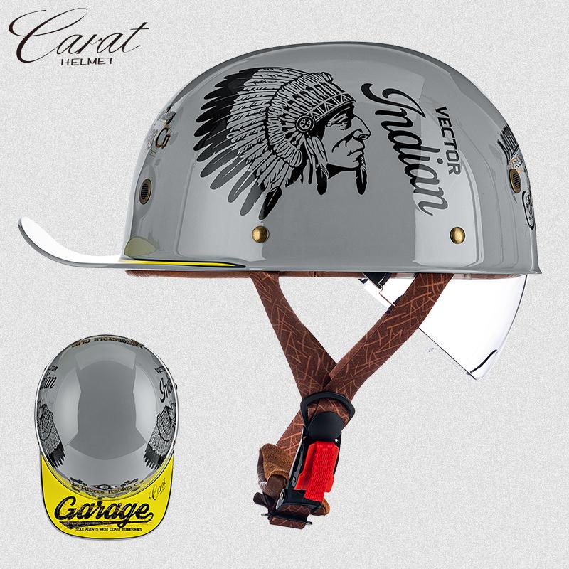 Мотоциклетный ретро полушлем с синими встроенными линзами, бейсбольный шлем для мотоцикла Harley, электросамоката