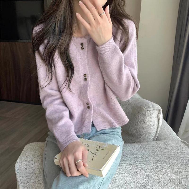 DAFIFY Women's Fashion Casual Fall Winter Solid Color Print Long Sleeve O-Neck Sweaters