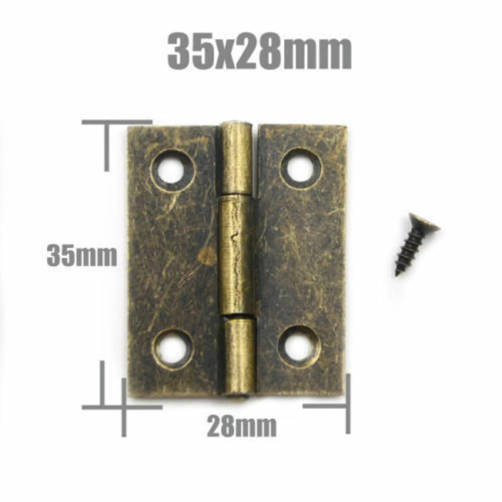 10-25pcs Mini Antique Brass Cabinet Hinges with Screws for Jewelry Gift Box Wooden Wine Chest Door Hardware