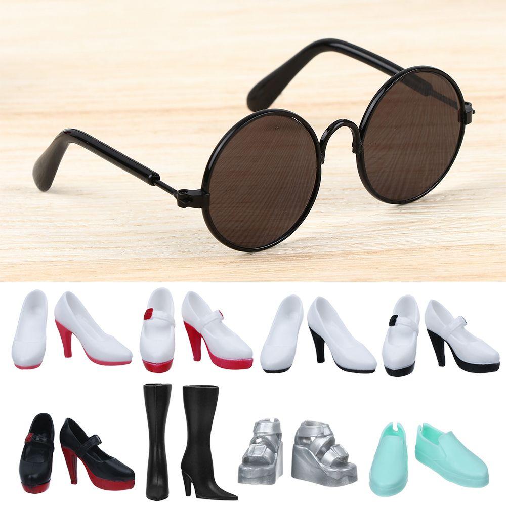 30cm Dolls Accessories Toys Daily Wear Foot Flat Shoes High Heels Sneakers Cool Sunglasses