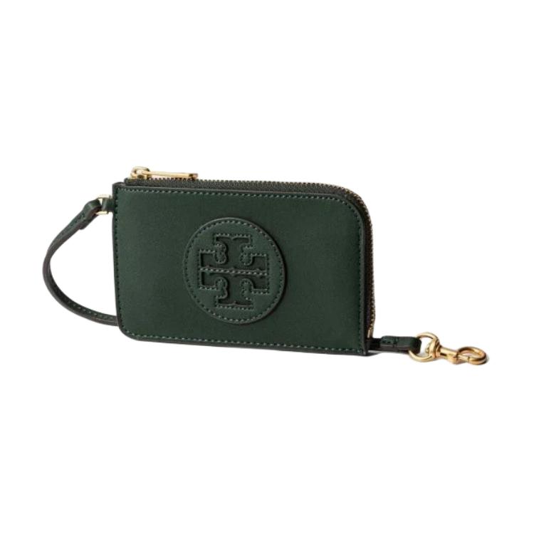 Tory Burch Ella Bio Zip Logo Leather Card Case Women accessories Basil-Green 157506-312