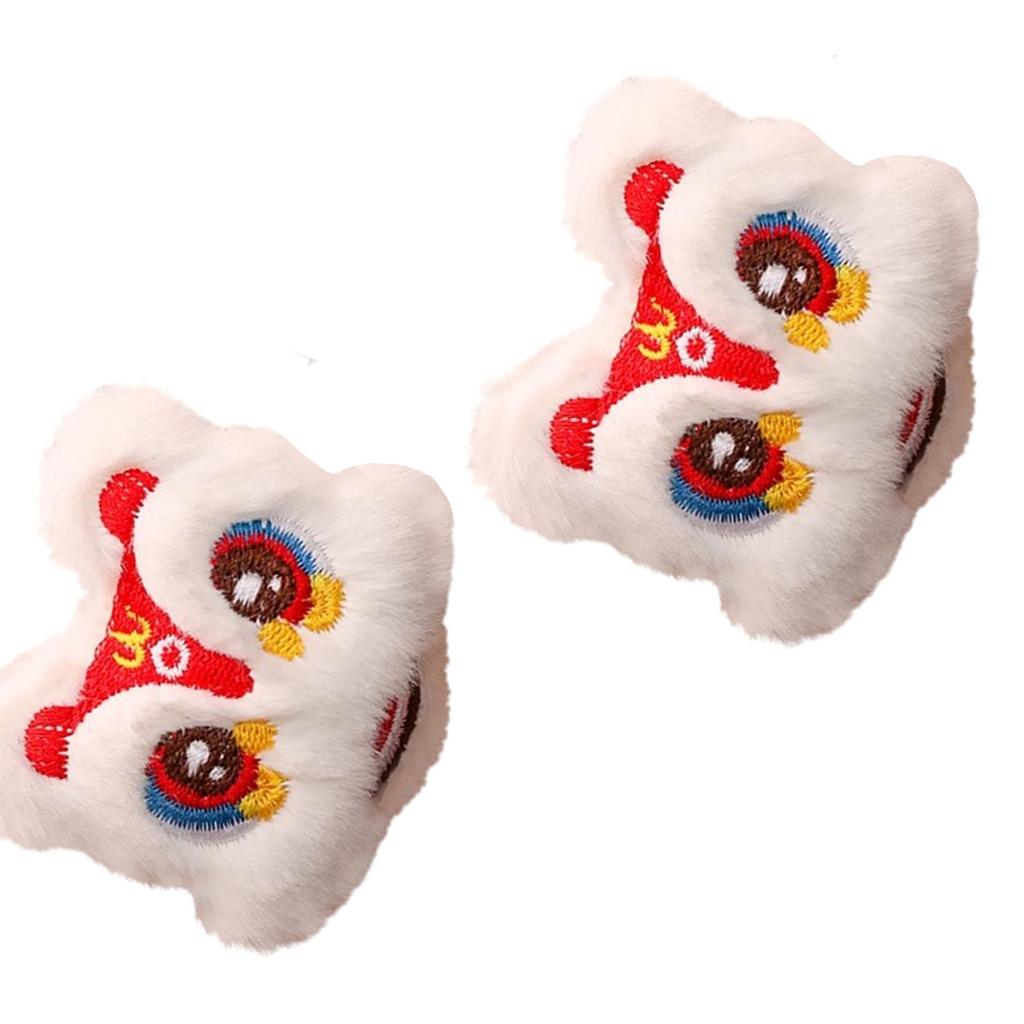 1 Pair Chinese Style Plush Dancing Lion Doll Hair Clips Tassels Cartoon Hairpins Alligator Clips Hanfu Hair Accessories