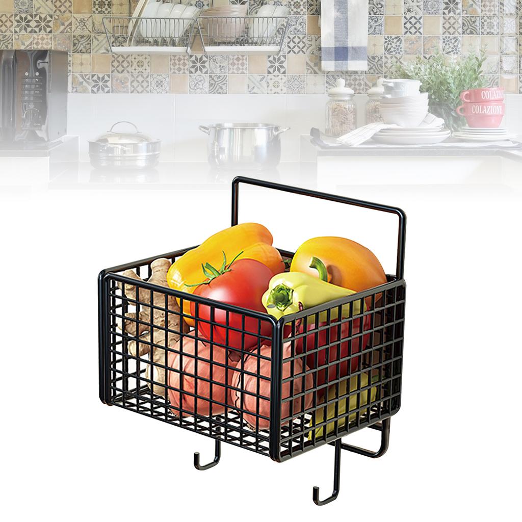 Кухонная настенная корзина одинарная металлическая большой вместимости экономящая место настенная корзина для хранения с крючком для овощей