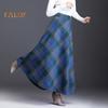 Женская шерстяная юбка с высокой талией и клетчатым принтом, юбка-трапеция, осень-зима, утолщенная юбка с большим подолом, повседневная одежда