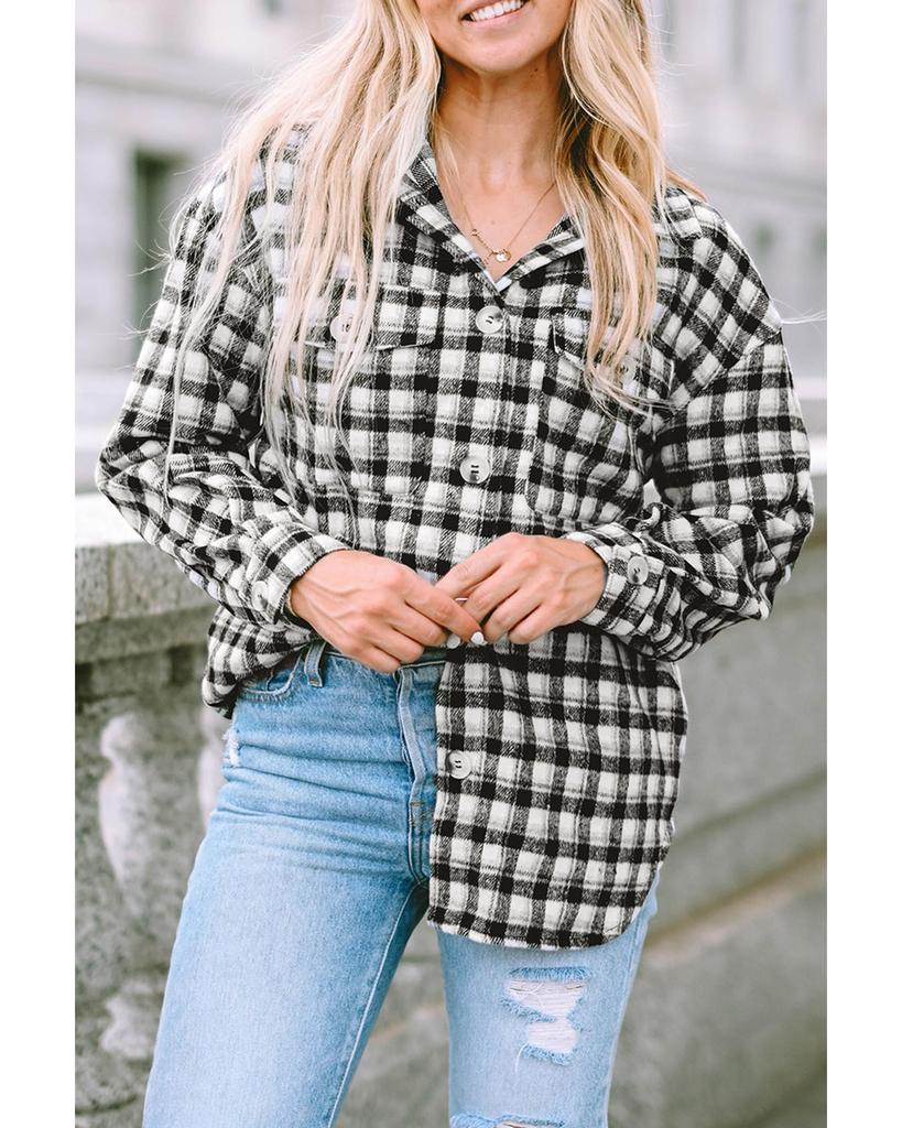 Azura Exchange Plaid Print Buttoned Tunic Shacket