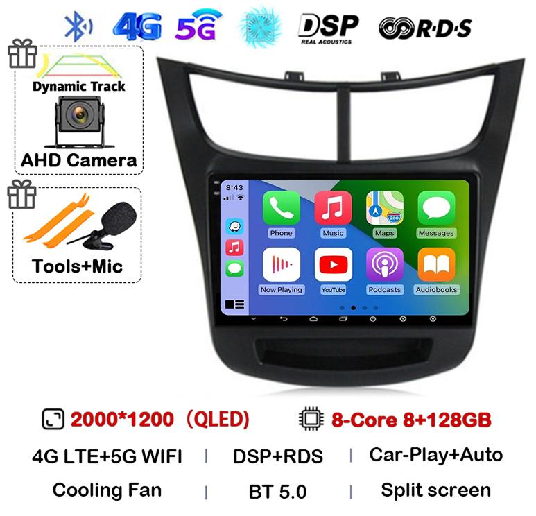 Android 14 Carplay Auto Car Radio For Chevrolet Sail Aveo 2015 2016 2017-2019 Multimedia Stereo Player GPS Navigation 4G WFI DSP